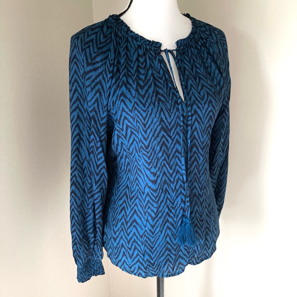 NWT Lovestitch Zig Zag Tie Neck Blouse Size M - Picture 6 of 10